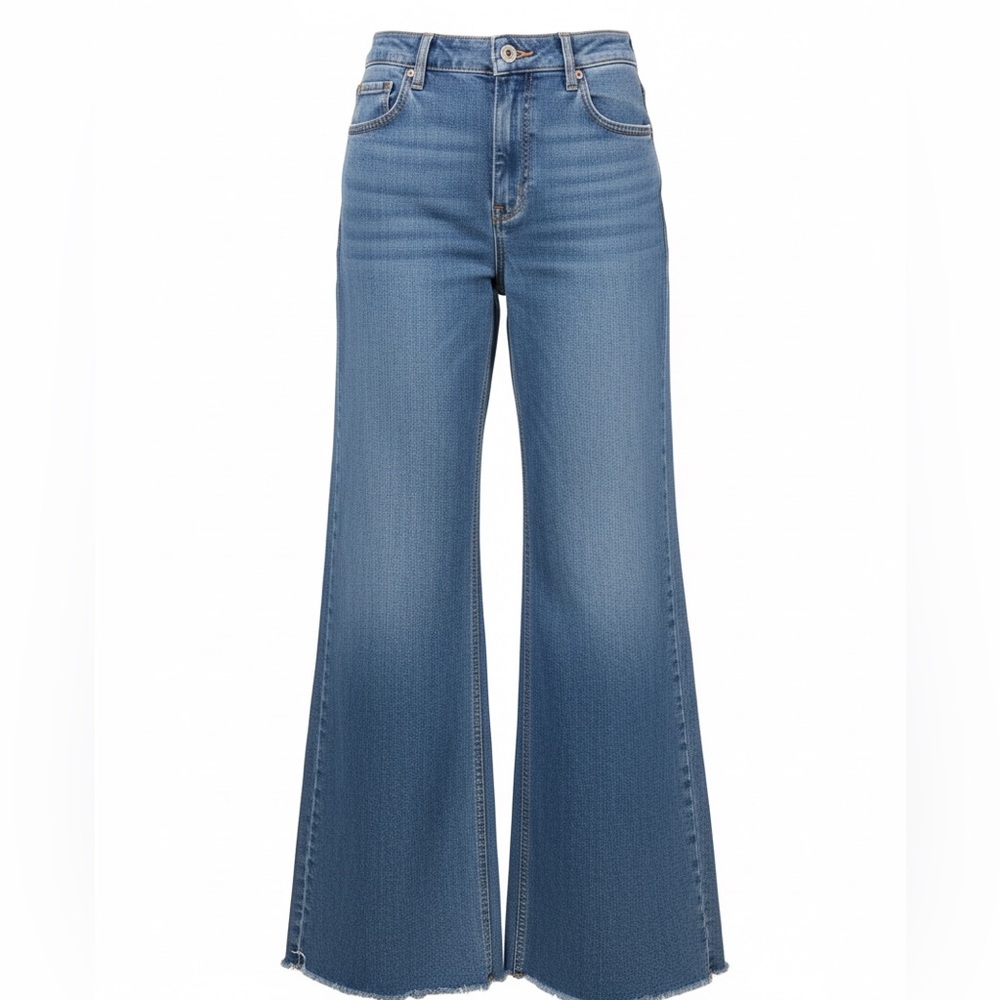 Zara 90% Cotton Wide Leg ankle Light wash jeans | Size 4